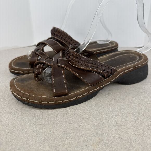 Women’s Vintage Predictions Y2K Brown Leather Sandals Strappy‎ Size 9W - Picture 4 of 10